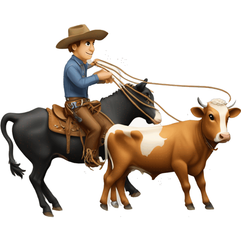 Cowboy roping a cow emoji