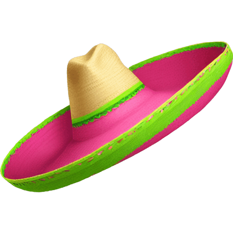 Realistic isolated pink and lime green  sombrero  emoji