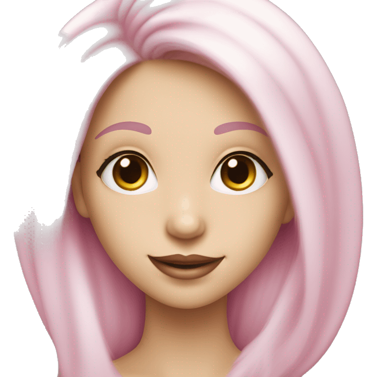 smiling girl with very Long lashes, white skin and pink lips emoji