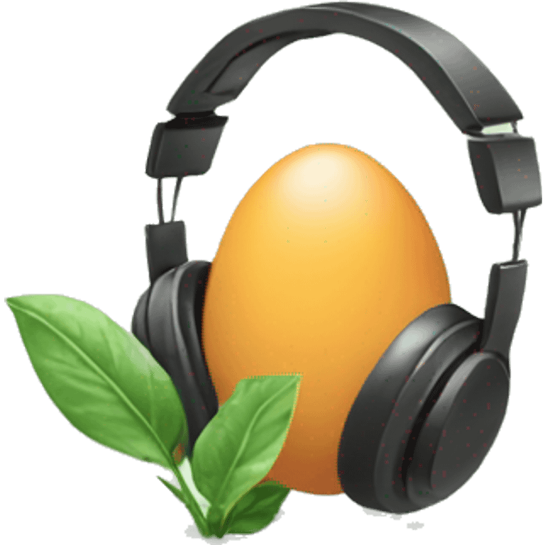 egg with headphones and a hand with a plant emoji