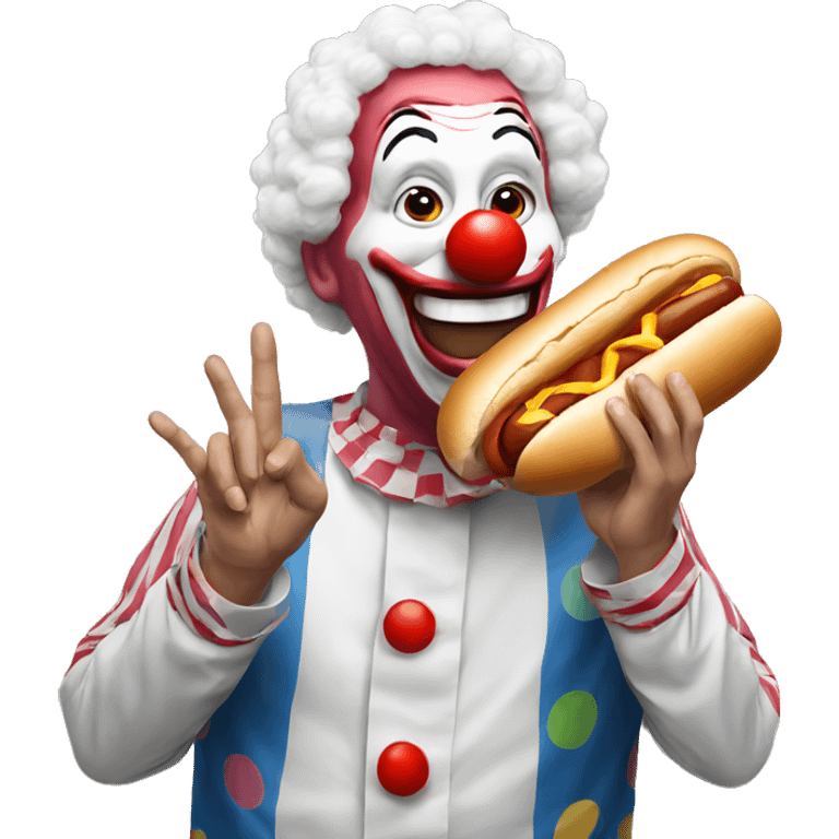 Clown eating a hotdog emoji