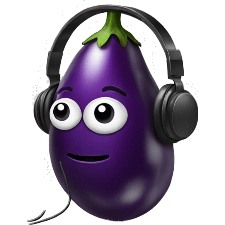 Eggplant with headphones  emoji