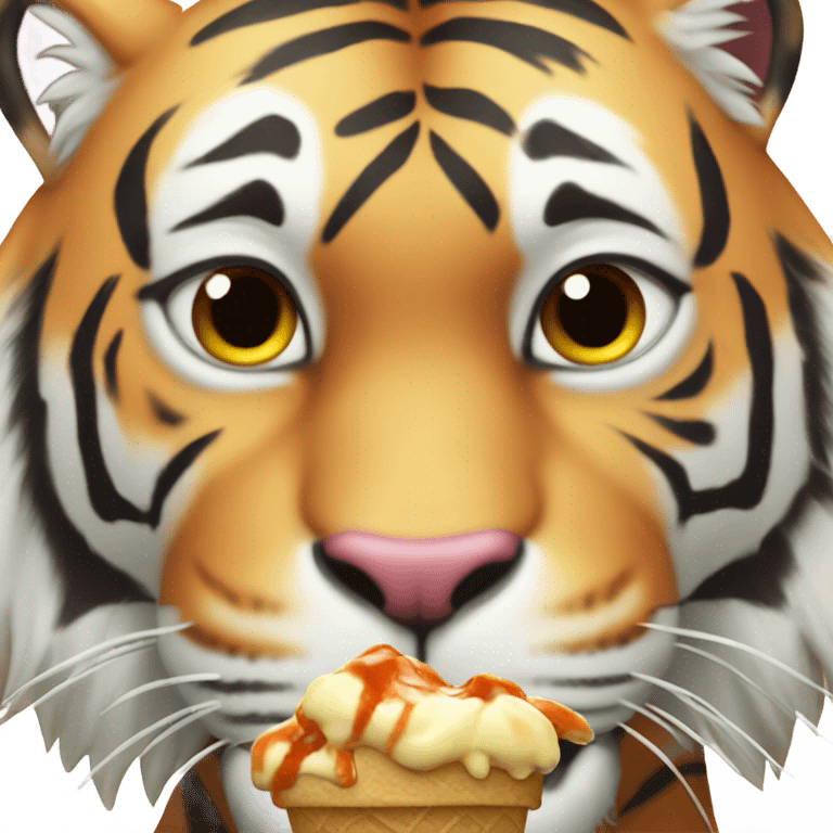 Tiger eating ice cream emoji