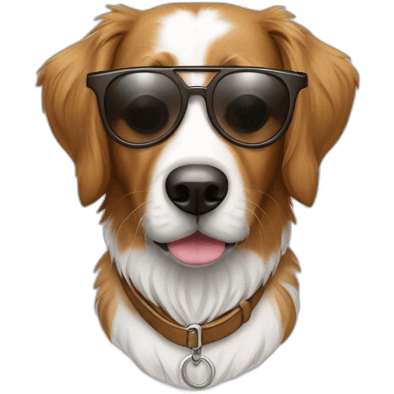 Chien Épagneul breton amusant avec des lunettes de soleil emoji