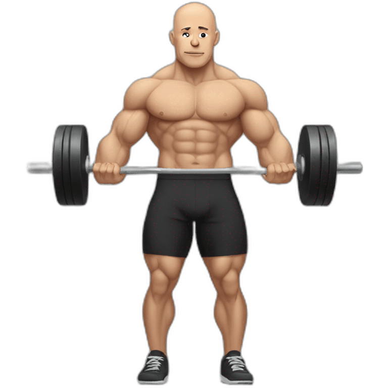 bald man lifting weights muscular emoji