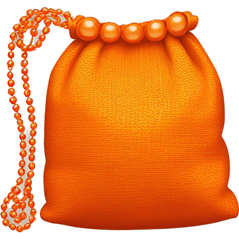 Orange polyne bag with beads on handles emoji