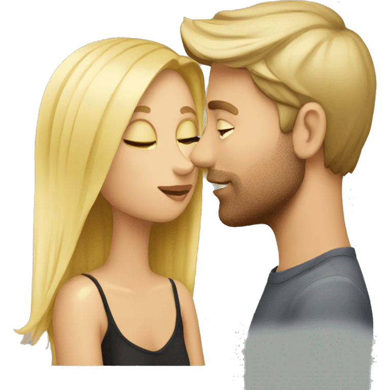 A guy is kissing blond girl emoji