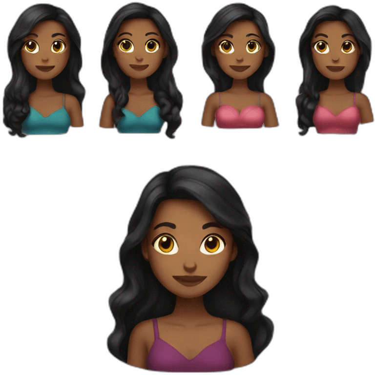 woman brown skin long dark hair with black cat emoji