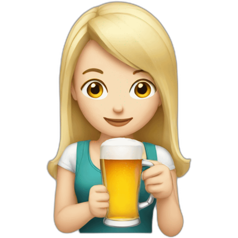 Blonde girl drinking beer emoji