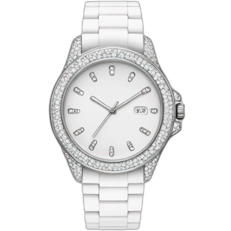 white hand watch with white crystal  emoji