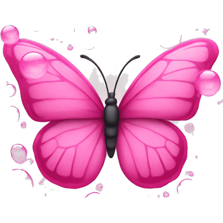 A pink butterfly with bubbles around it  emoji