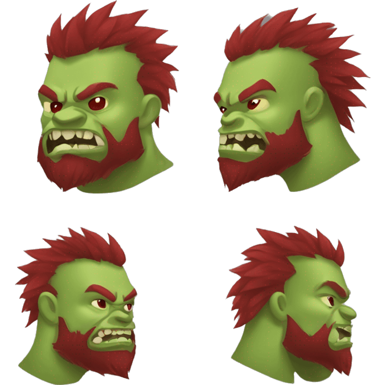 Berserker orc with red beard & red mohican emoji