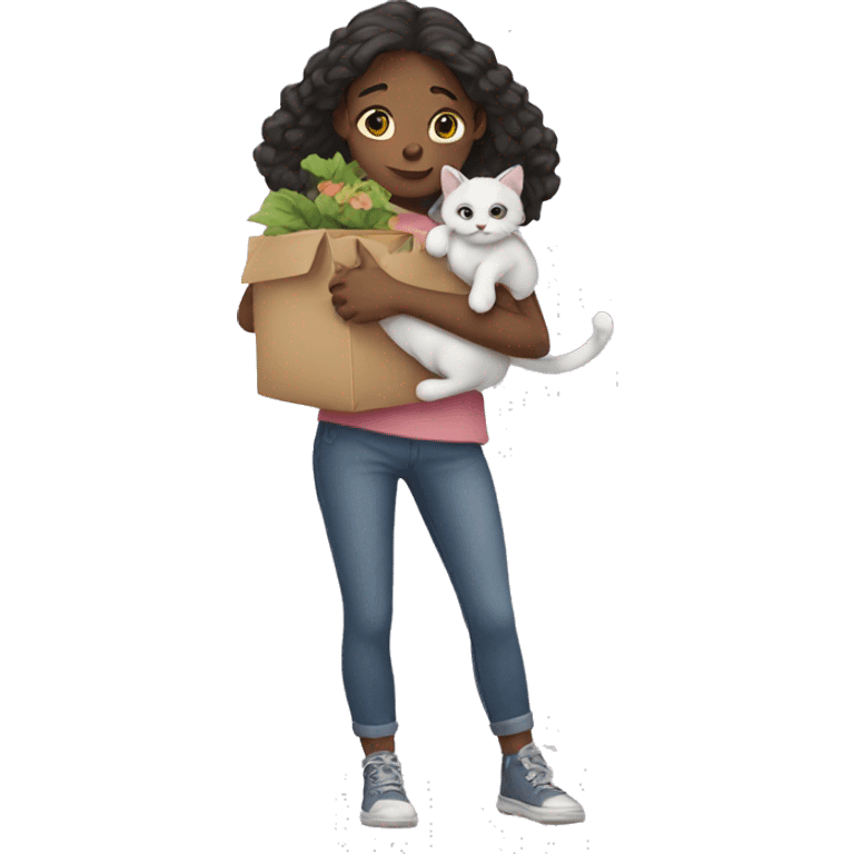 girl carrying cat emoji