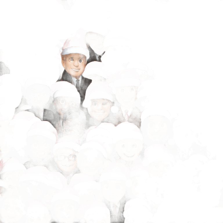 Group of happy headteachers with Christmas hats emoji