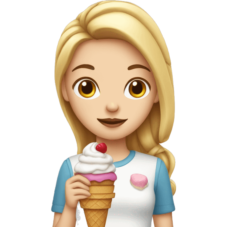 white girl with ice cream emoji