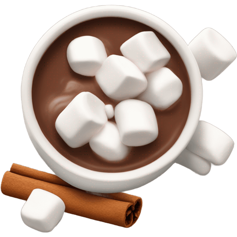 cup of hot chocolate with marshmallows and cinnamon emoji