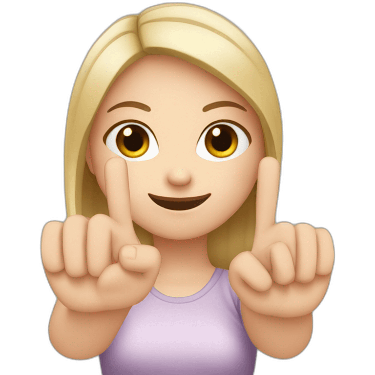 white girl showing three fingers on one hand emoji