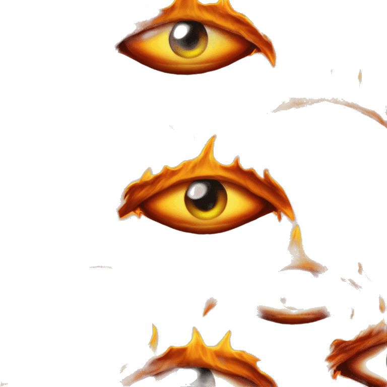 Eye of Sauron with fiery flames, glowing orange and yellow iris, dark background. emoji