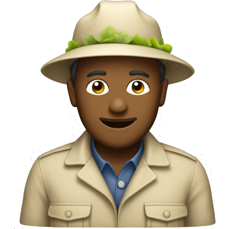 gardener pith helmet beige jacket emoji