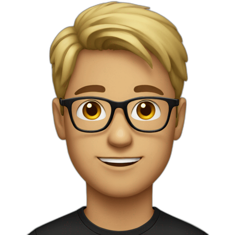 Young man in black t shirt with glasses emoji