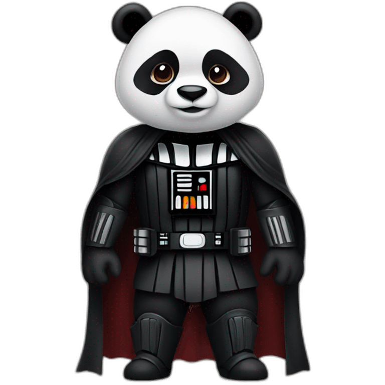 Panda wearing a costume of darth vader emoji