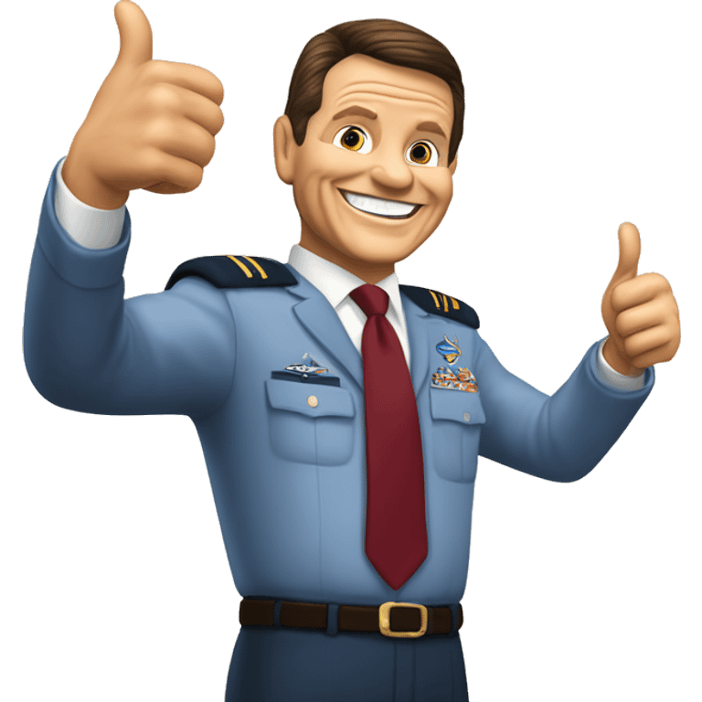 Kenneth Copeland with thumbs up in front of an airplane  emoji