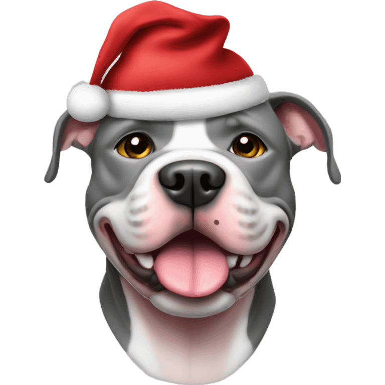 pitbull gris con gorro de navidad  emoji