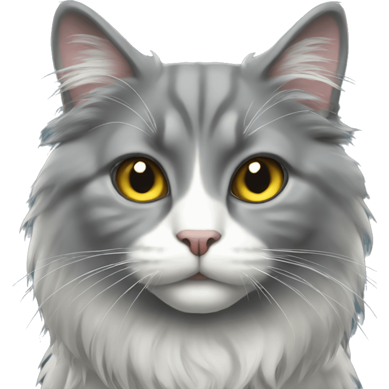 grey tuxedo long haired cat  emoji