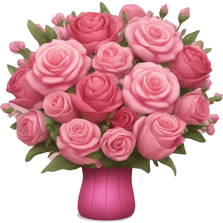 Huge pink flower bouquet with different flowers and pink tones and roses emoji