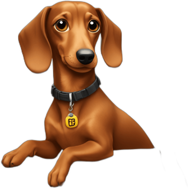 Dachshund rides in a taxi emoji