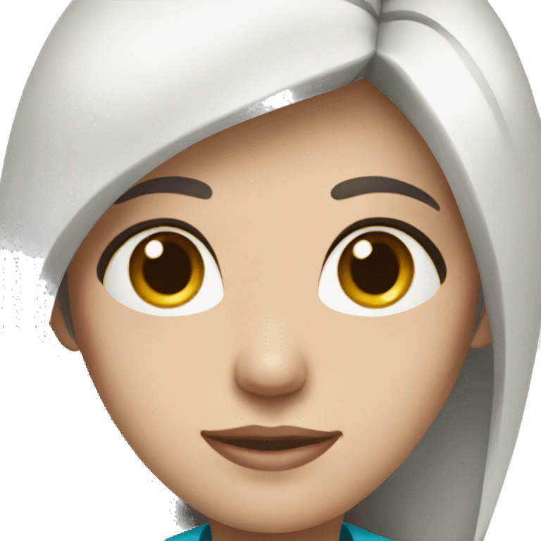 Female doctor, white skin, blue eyes, long brown hair emoji