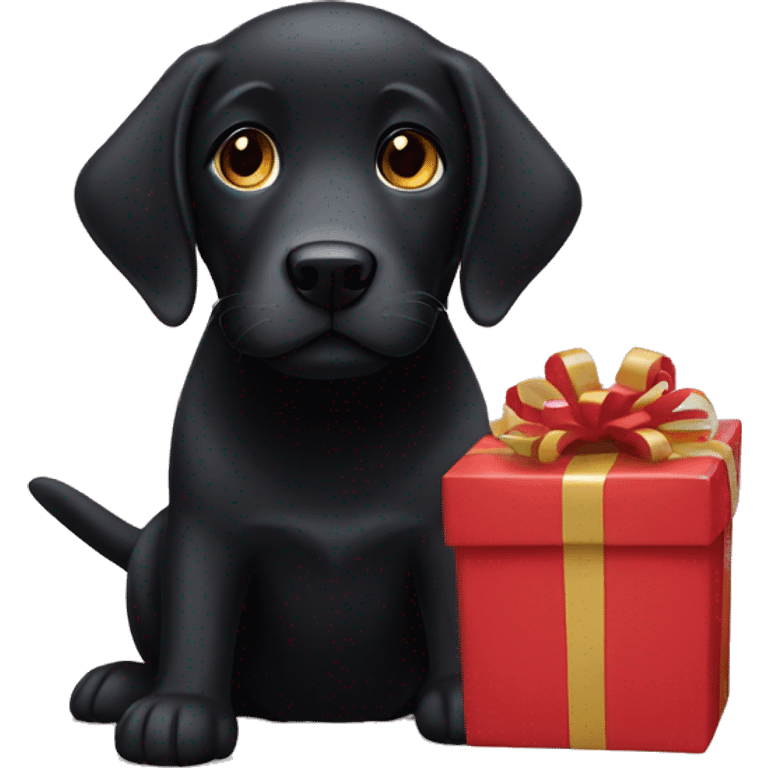 Black lab opening presents emoji