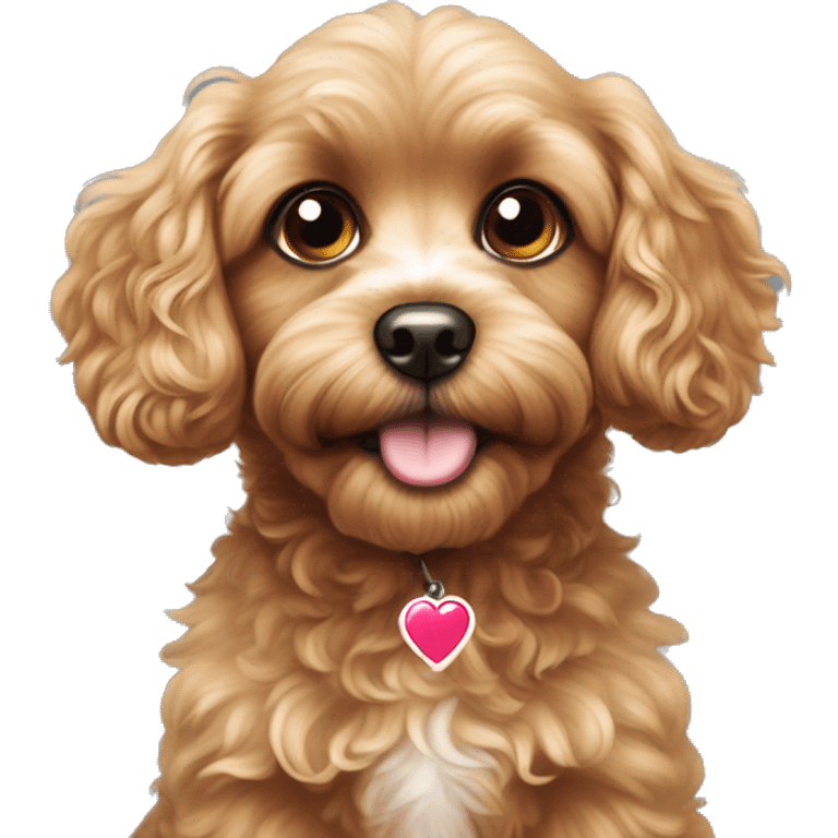 Cavapoo looking up with big, heart-melting eyes add sparkles or tiny  earts around the eyes to show how cute they are. emoji