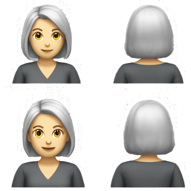 white female teacher no glasses grey shoulder length hair rounder face short  emoji