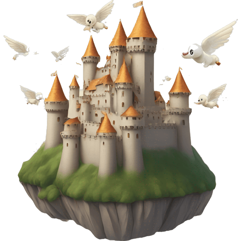 Castle with angels flying over it emoji