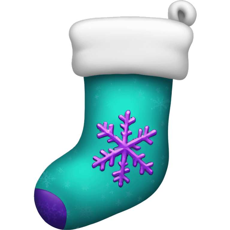 teal stocking with purple snowflakes emoji