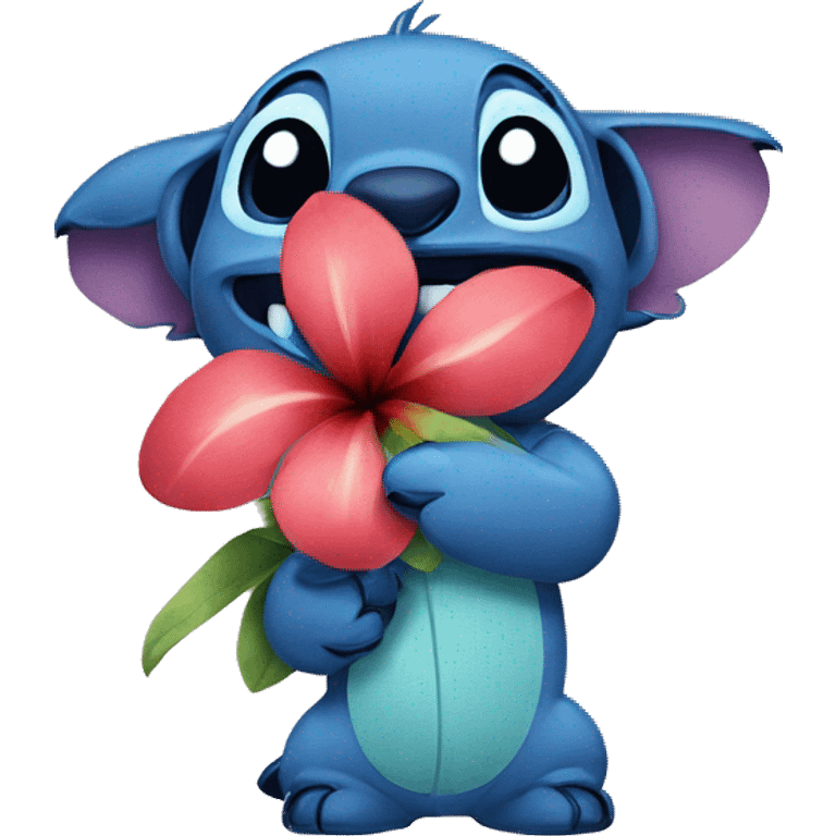 stitch with a flower  emoji