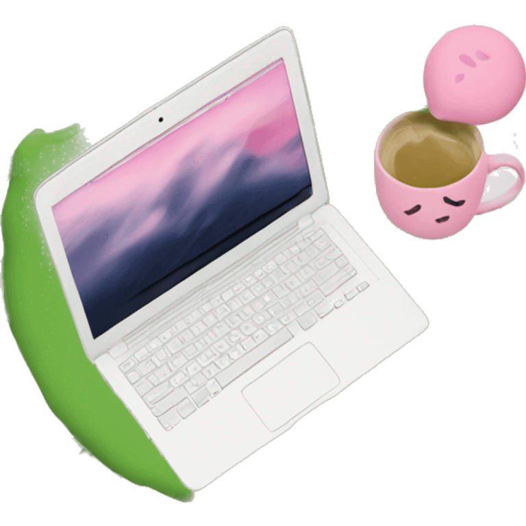 Matcha and pink laptop aesthetic  emoji