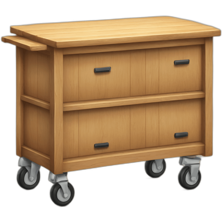 wooden portable counter on wheels emoji