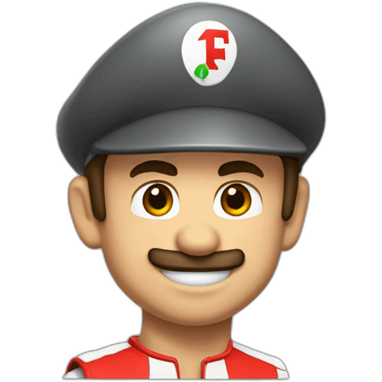 mario as ferrari formula one driver emoji