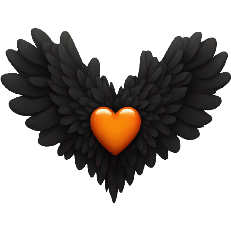 Deep orange heart with black wings around it emoji