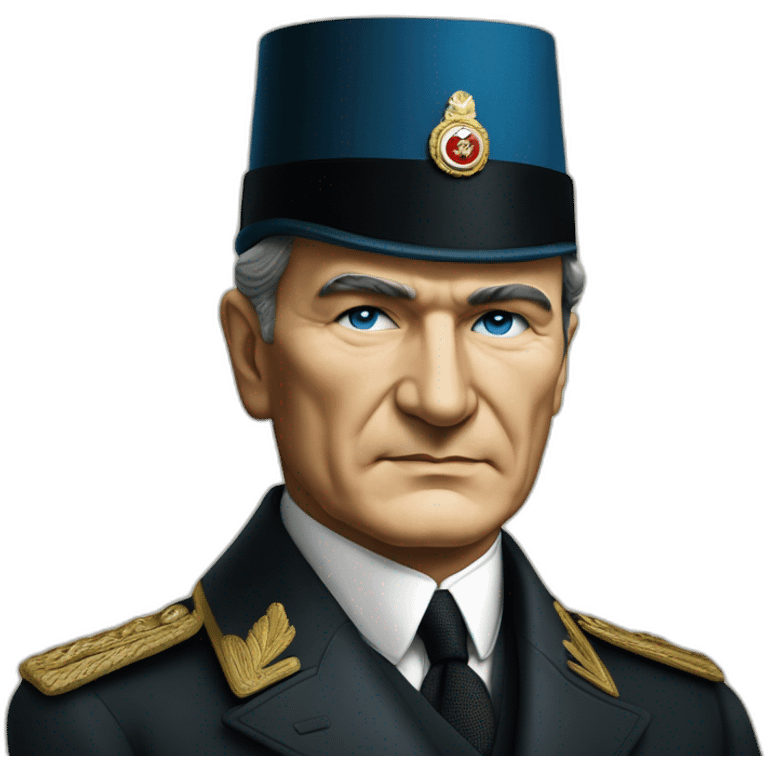 a portrait of mustafa kemal ataturk with blue eyes emoji