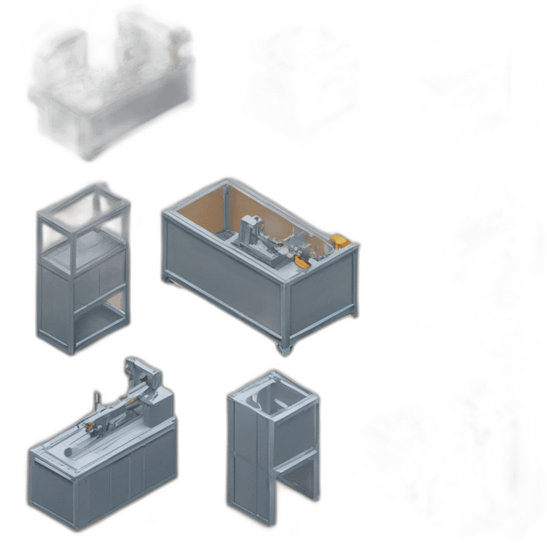 isometric square solid outlines border containing indoor creative factory woodworking metalworking people active working cnc machine tools simple industrial makerspace #edc31b  emoji