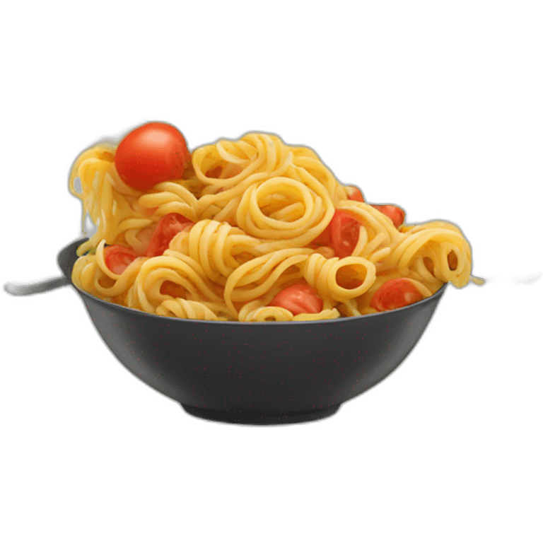 Cat eating  tomato pasta emoji