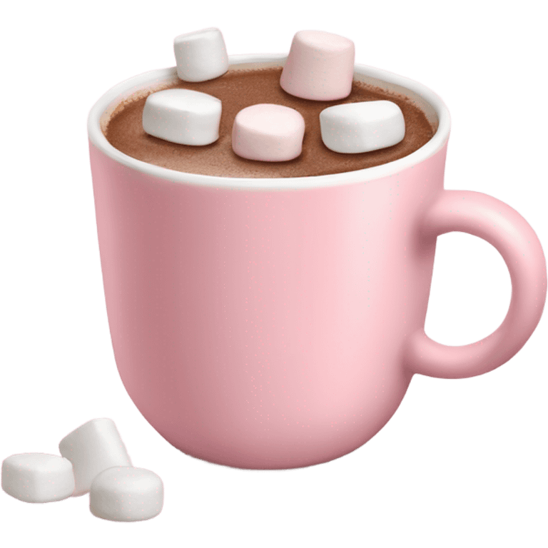 Light Pink mug of hot chocolate with marshmallows  emoji