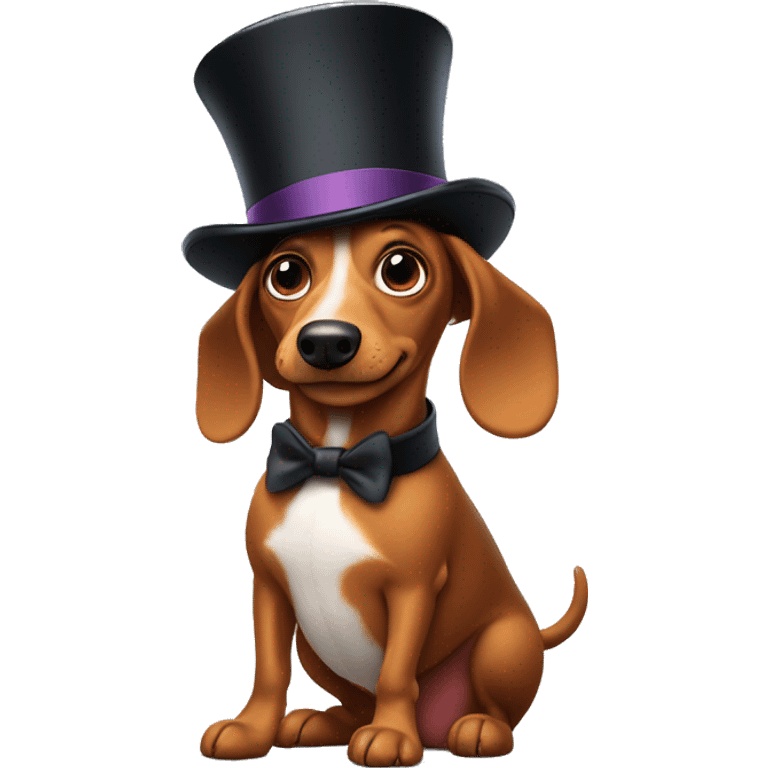 weenie dog with a top hat emoji