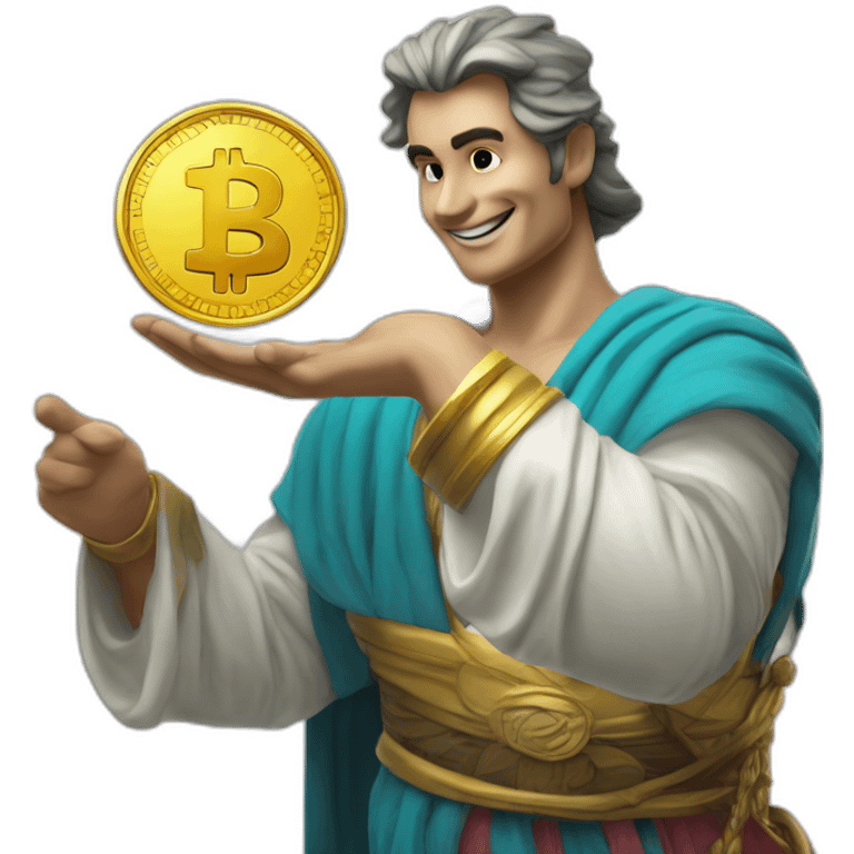 genie with a unnamed coin in his hand on the crypto coin graph arrow emoji