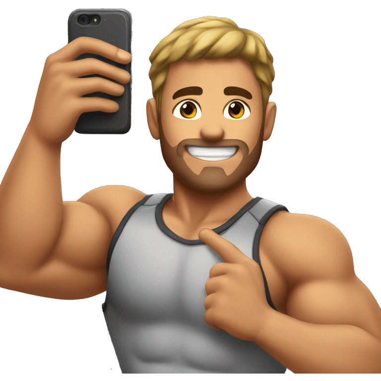 muscular male taking selfie emoji