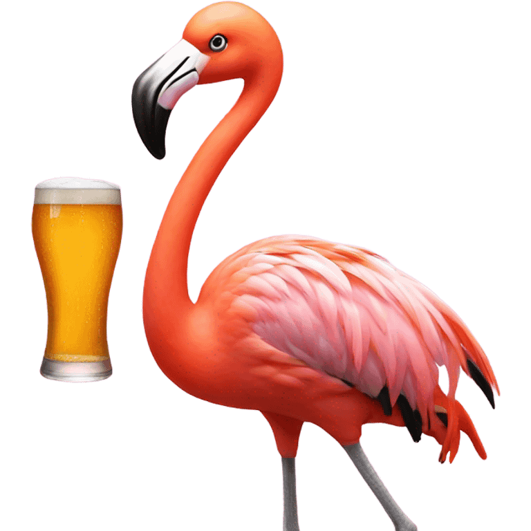 flamingo holding a beer emoji