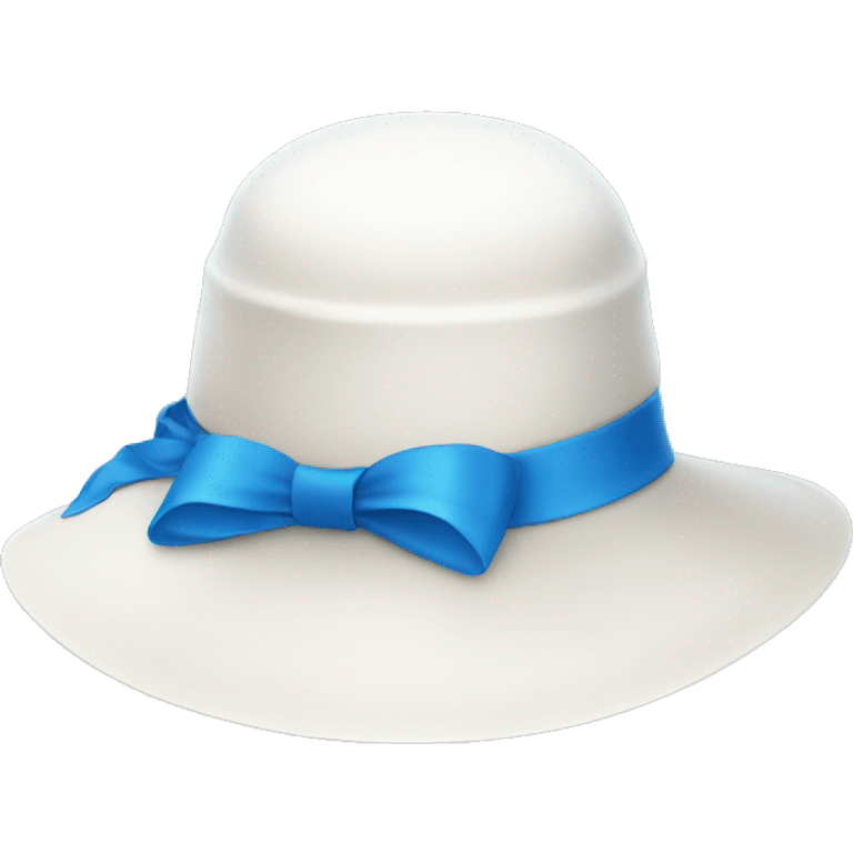 White Sun hat with blue ribbon emoji